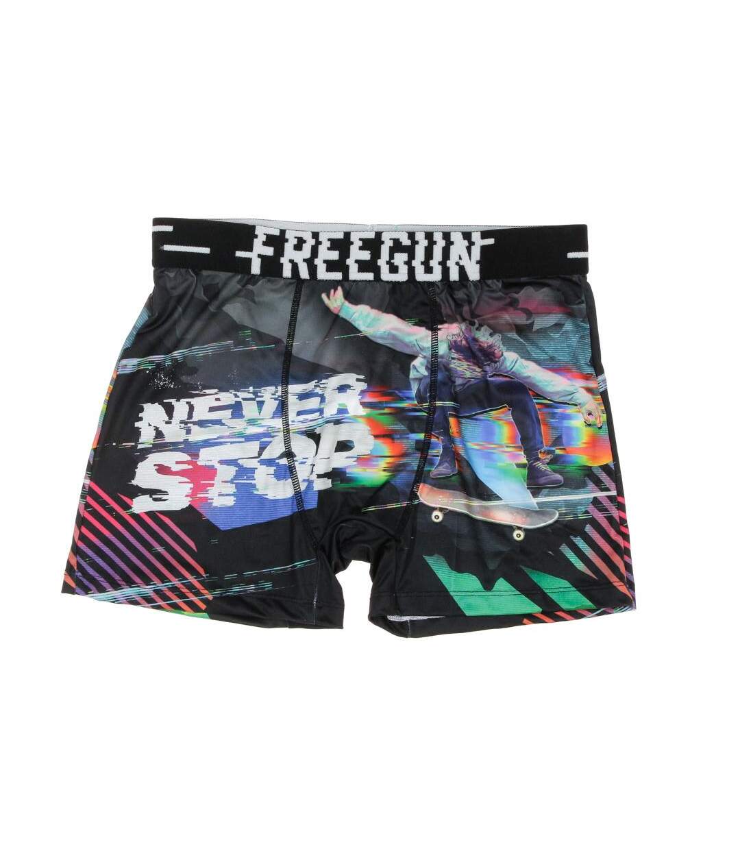 Boxer noir/gris à imprimés homme freegun ska-1