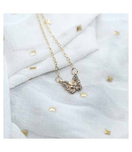Silver and Gold Sparkly Zircon Butterfly Charm Dainty Pendant Necklace