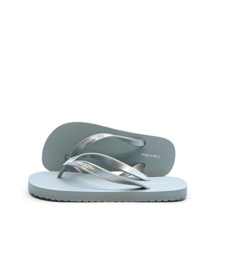 Tongs bleu femme calvin klein jeans flip flop tpu metall