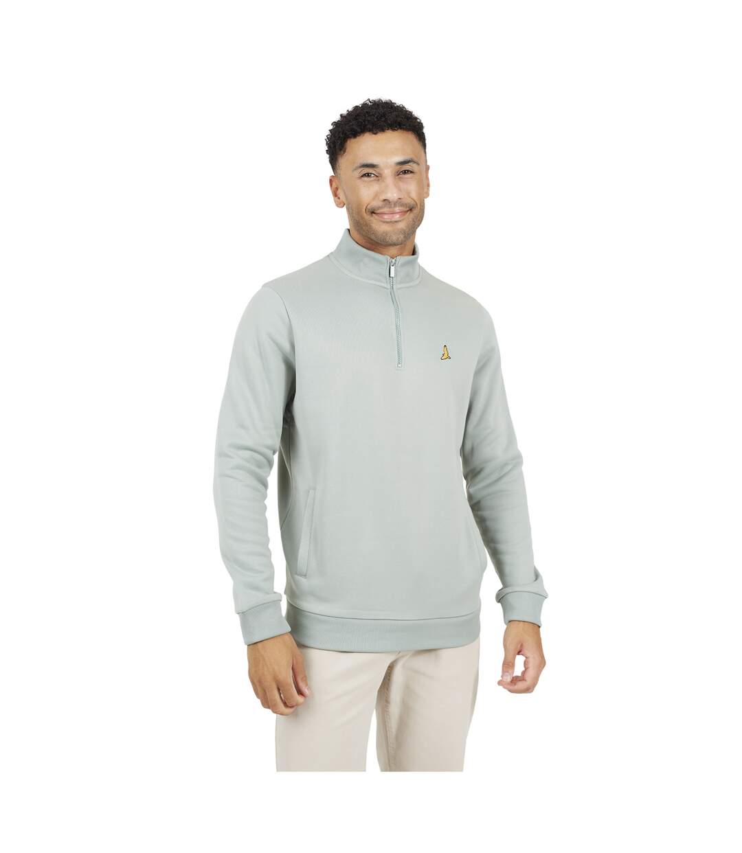 Mens Quarter Zip Sweatshirt Mineral Green Brave Soul-2