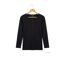 MAYFLOWER - Tee-shirt manches longues noir uni en viscose stretch avec col à 4 boutons-2