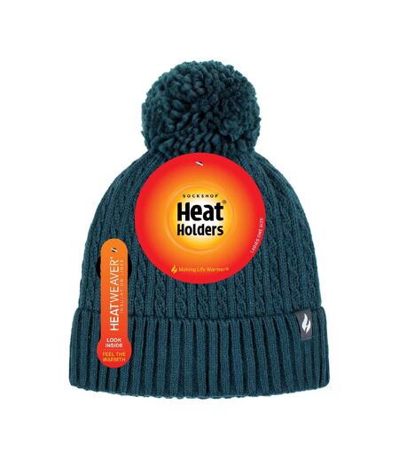 Ladies Winter Ribbed Thermal Cable Knit Beanie Pom Pom Hat