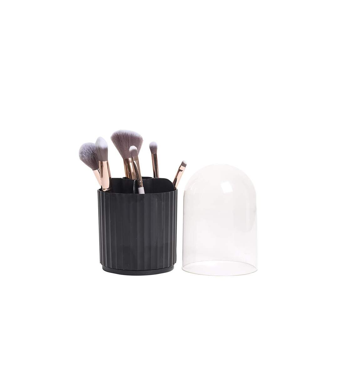 Lot de 6 Pinceaux Maquillage Rotatif 24cm Noir-3