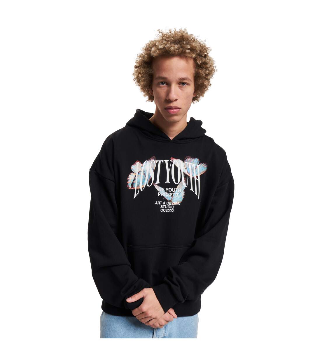 Mens Butterfly V.1 Hoodie Black Lost Youth-2