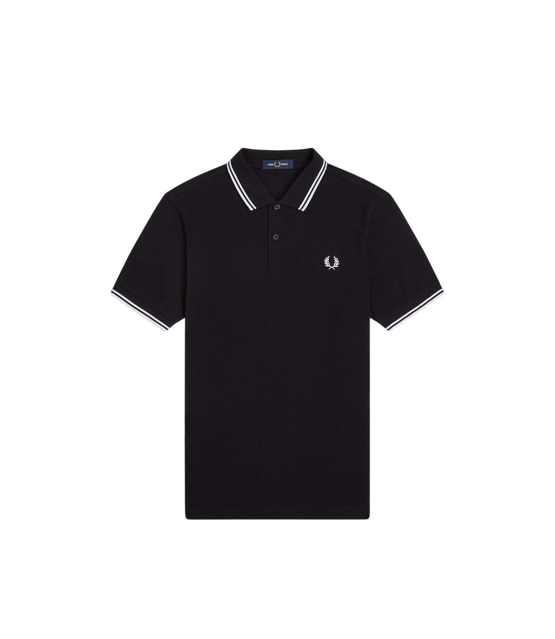 Polo Motif/style Double Pointe Homme Noir Fred Perry-2
