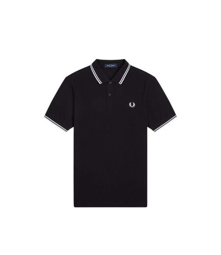 Polo Motif/style Double Pointe Homme Noir Fred Perry