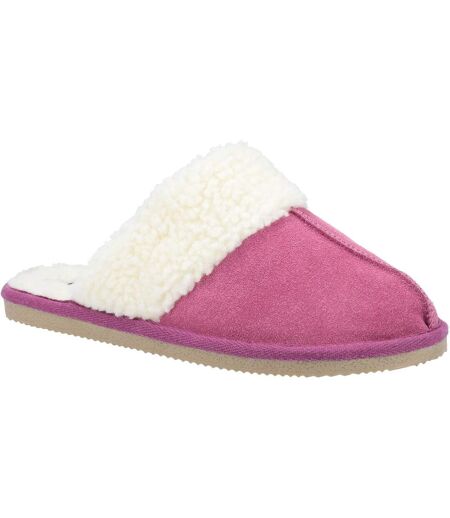 Womens/ladies Arianna Suede Slippers Pink Hush Puppies