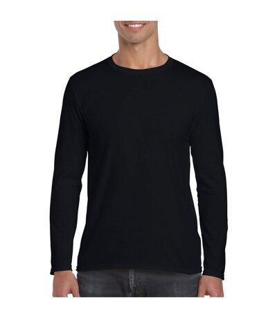 Pack Of 5   Mens Soft Style Long Sleeve T-shirt Black Gildan