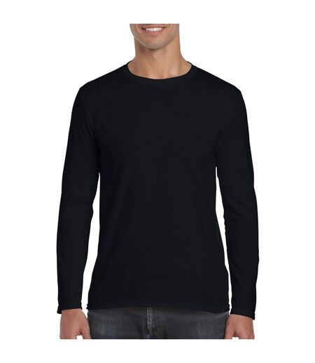 Pack Of 5   Mens Soft Style Long Sleeve T-shirt Black Gildan