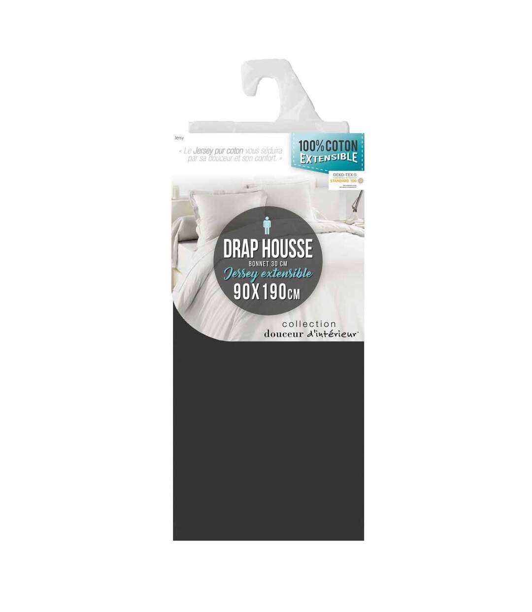 Drap Housse Jersy 90x190cm Charbon-3