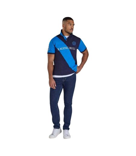 Polo Motif/style Rayure Diagonale Homme Bleu Marine Raging Bull