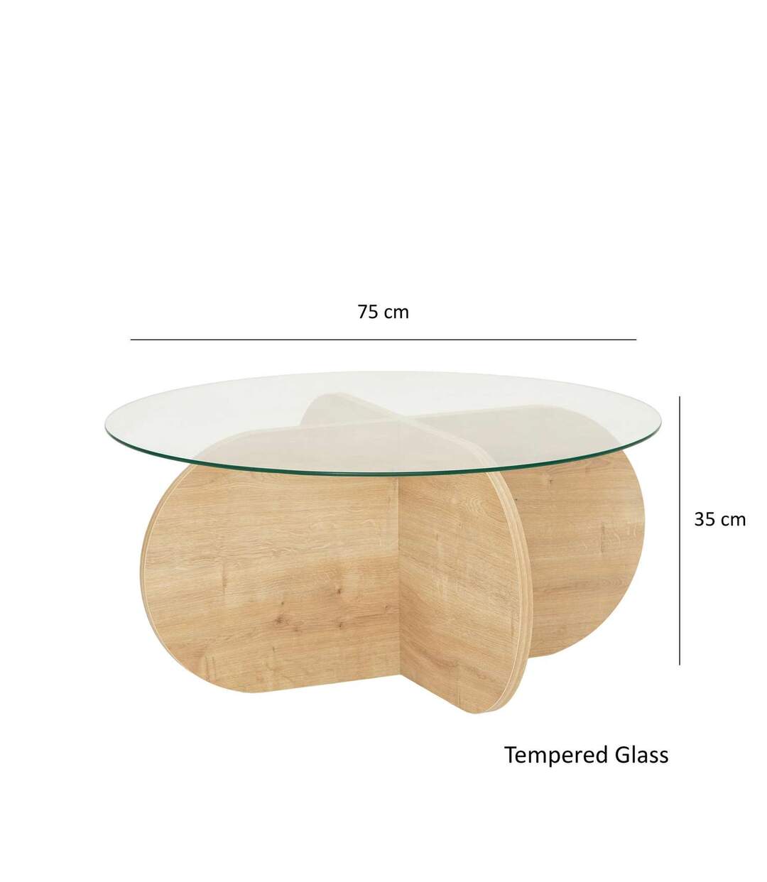 Table basse ronde Luminix en verre et bois - Beige-3