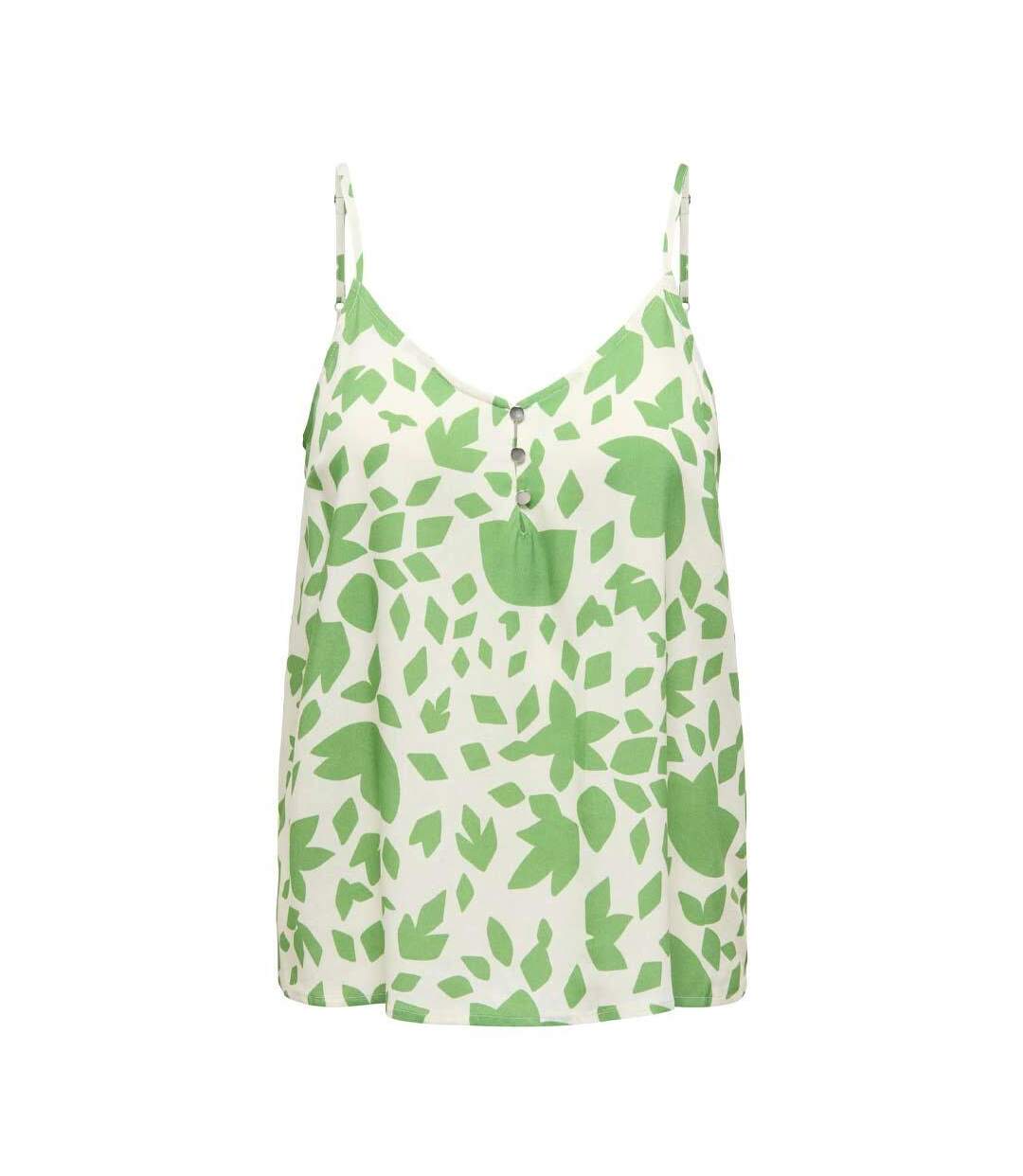Débardeur beige/vert femme only selina-1