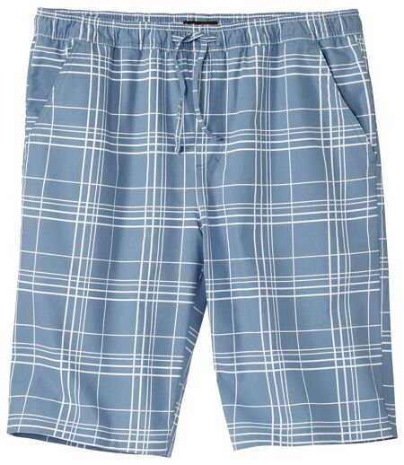 Men's Blue Relaxed Checked Shorts