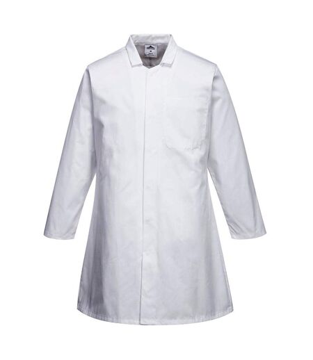 Mens pocket food coat white Portwest