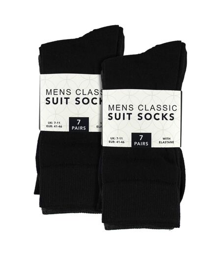 7 Pack Mens Classic Suit Socks - Soft Breathable Plain Dress Socks