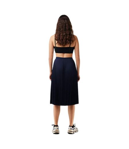 Womens/ladies Pleated Polyester Midi Skirt Navy Blue Lacoste