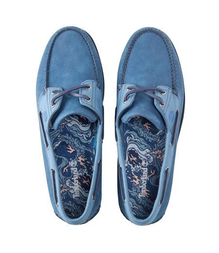 Mens Classic Contrast Leather Flat Boat Shoes Dark Blue Timberland