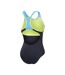 Womens/ladies placement laneback one piece swimsuit navy/yellow Speedo