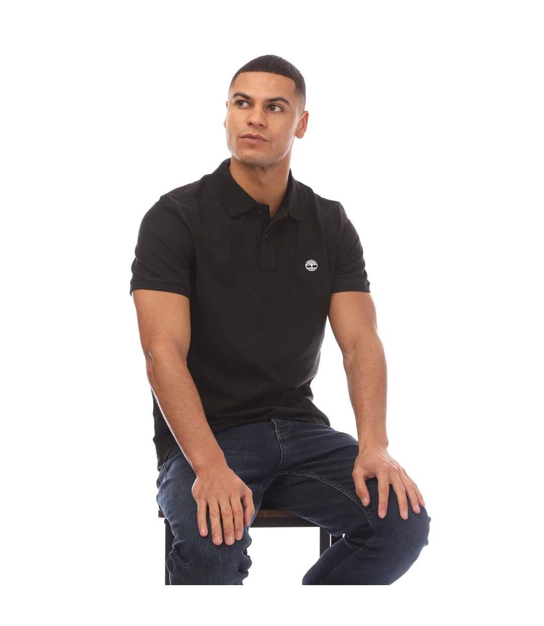 Mens Oyster River Logo Polo Shirt Black Timberland-1