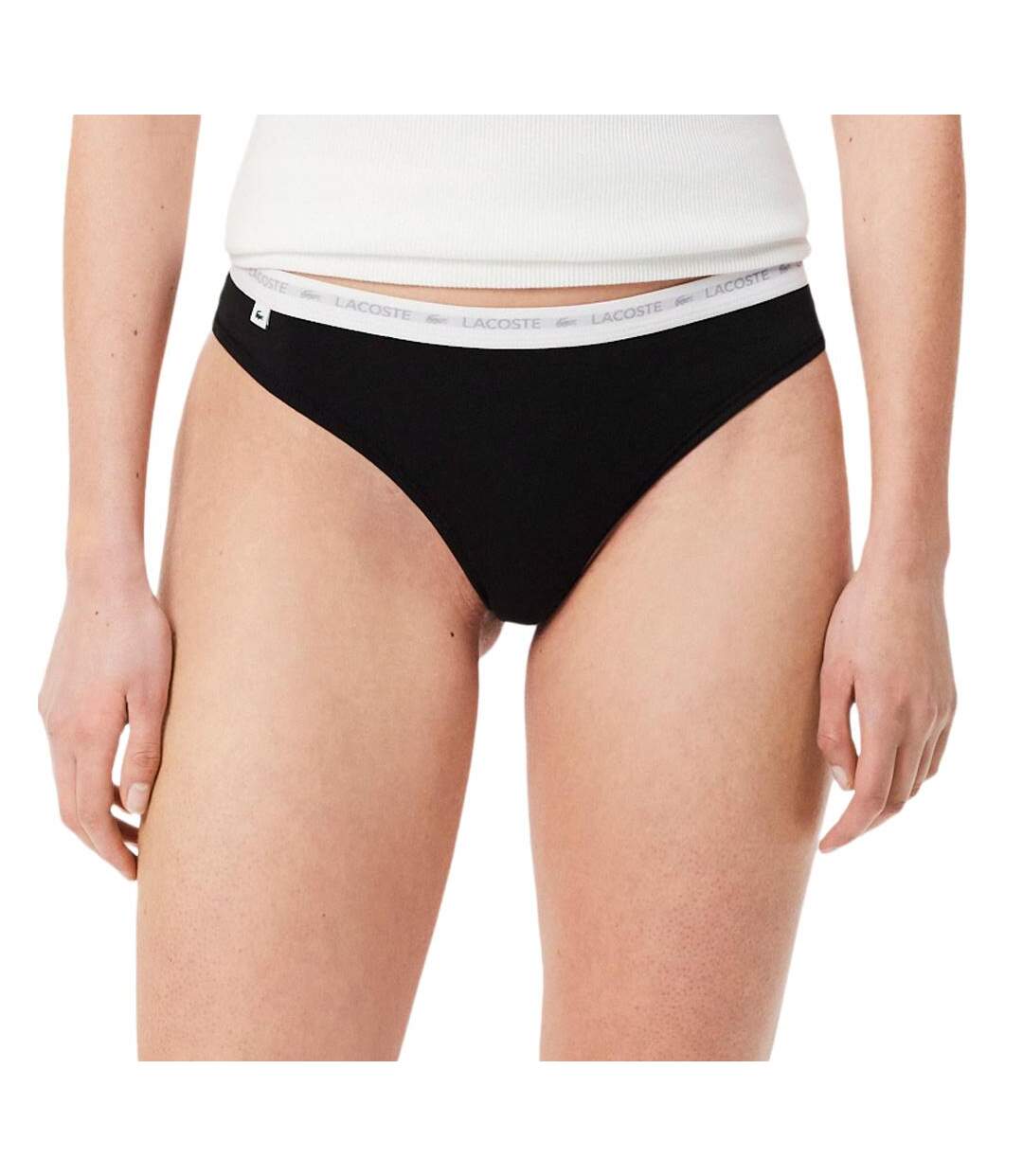X3 strings noir femme lacoste coton stretch - l-2