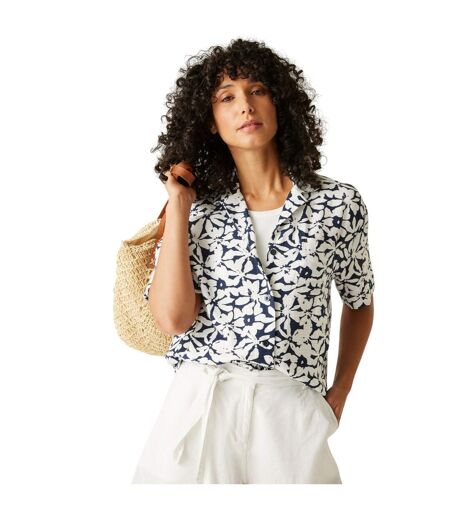 Chemisier Motif/style Floral Salise Femme Bleu Marine Blanc Regatta