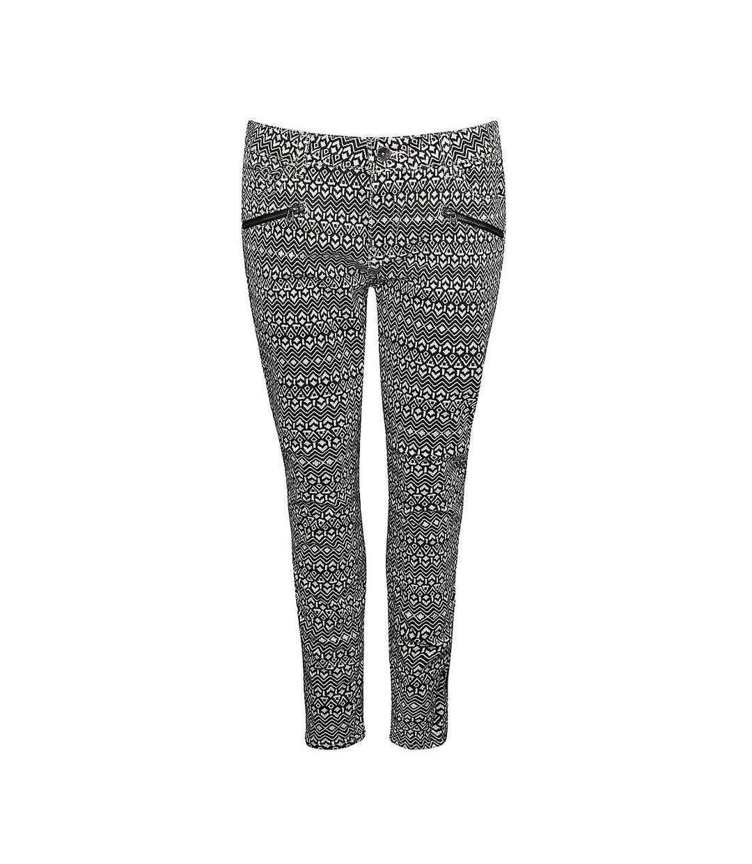 Jean skinny blanc/noir femme vans moto-1