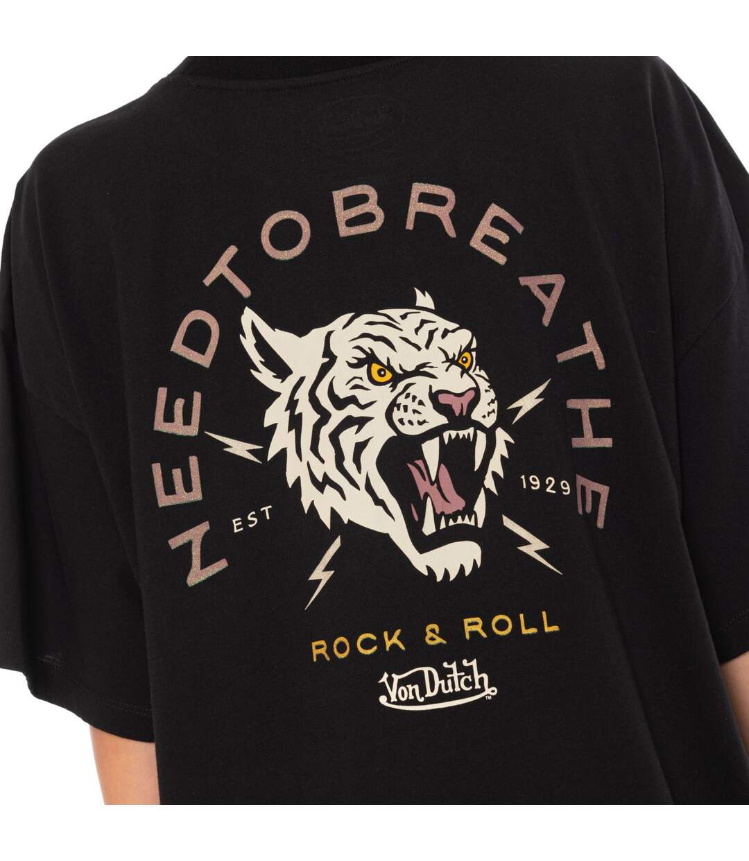 T-shirt femme col rond avec imprimé devant et dos pailletée Tiger Vondutch-4