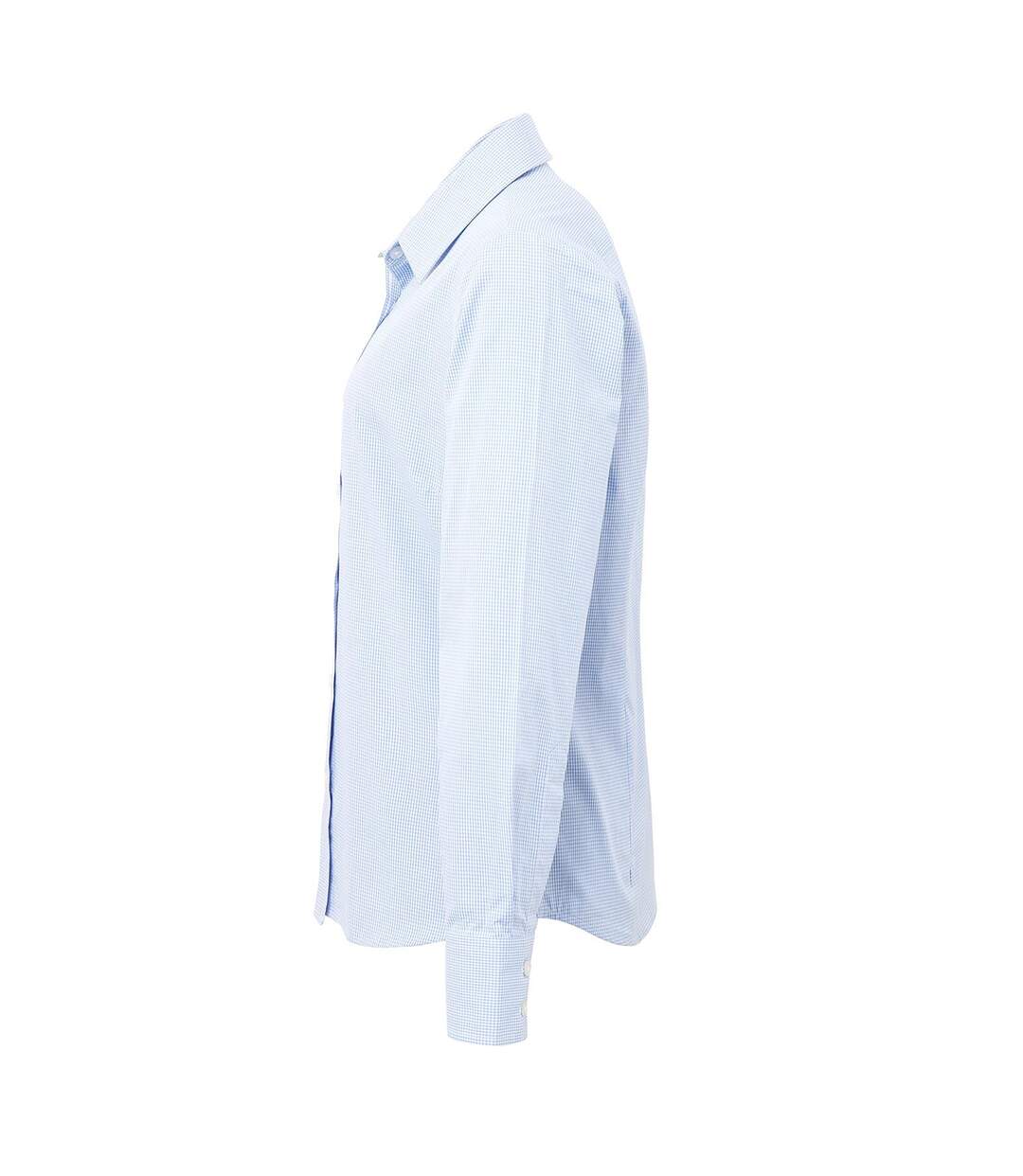 Premier Womens/Ladies Microcheck Long Sleeve Shirt (Light Blue/White) - UTRW5523-3