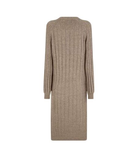 Robe Mi-longue Manches Longues Femme Gris Taupe Pieces