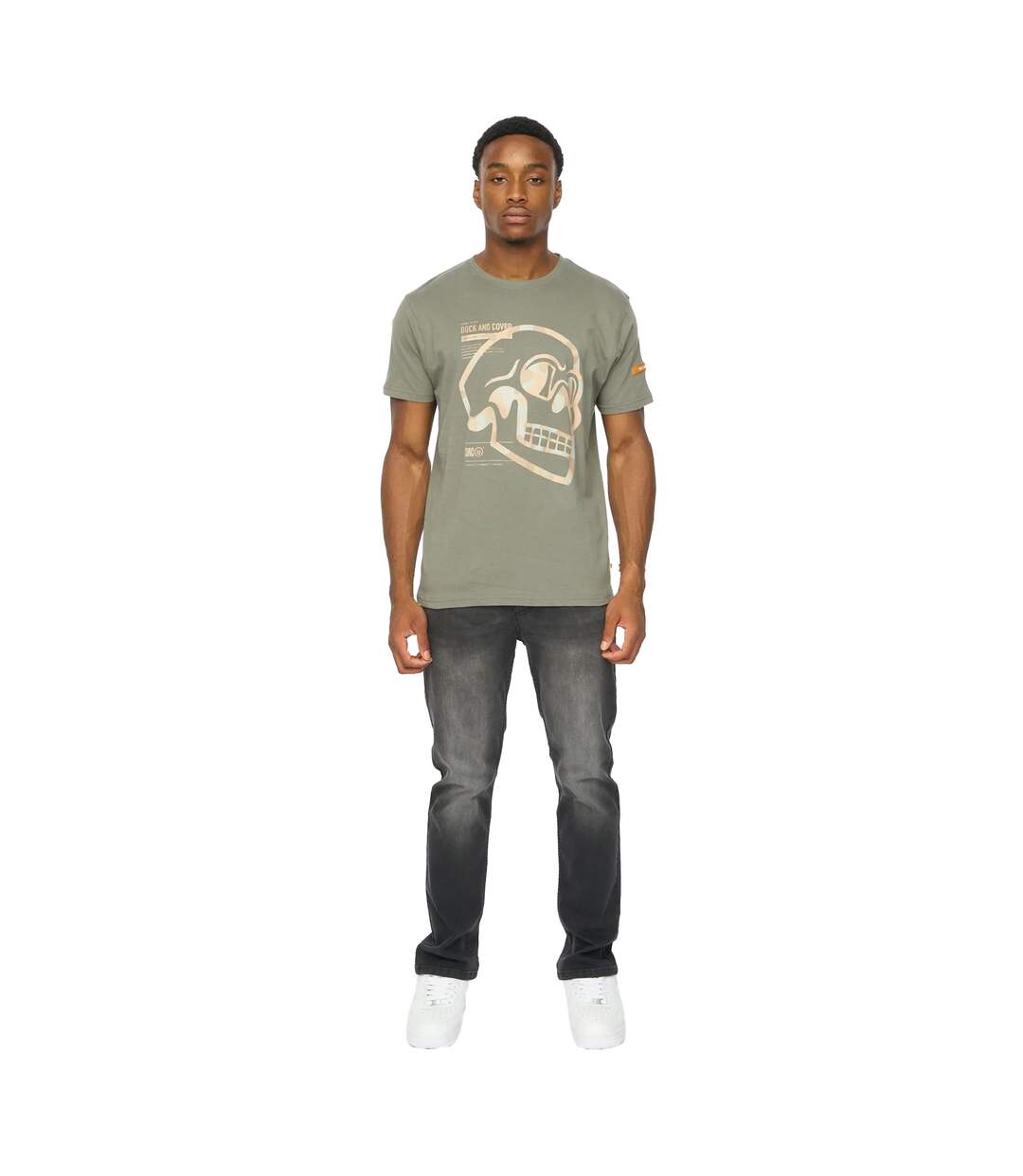 T-shirt Skullmatic Homme Olive Foncé Duck And Cover-4