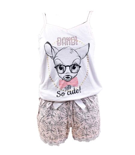 Pyjama Femme BAMBI en Coton -Chaleur,Douceur et Confort- Bambi Et3610 Blanc débardeur