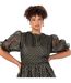 Robe Mi-longue Manches Courtes Motif/style Chevron Femme Jaune Or Lovedrobe-3