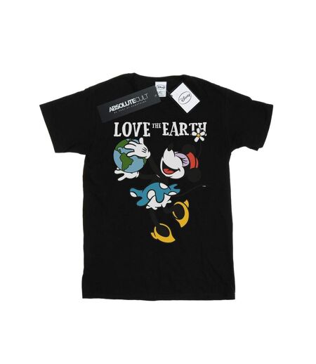 Disney Femme/Les femmes Mickey Mouse Love The Earth - T-shirt boyfriend en coton (Noir) - UTBI36926