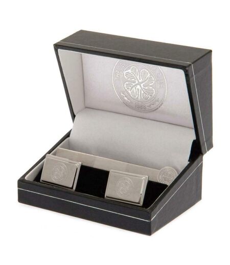 Celtic FC Crest Cufflink Set (Silver) (One Size)