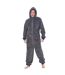 Mens Hooded Fleece Contrast Trim Jumpsuit Grey Keanu-2