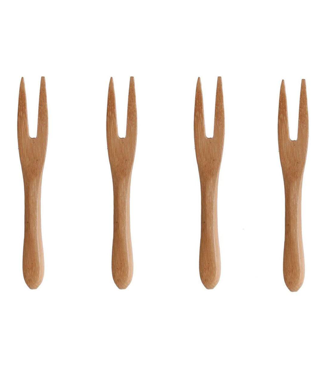 Lot de 4 Fourchettes 2 Dents Eco 9cm Naturel-1