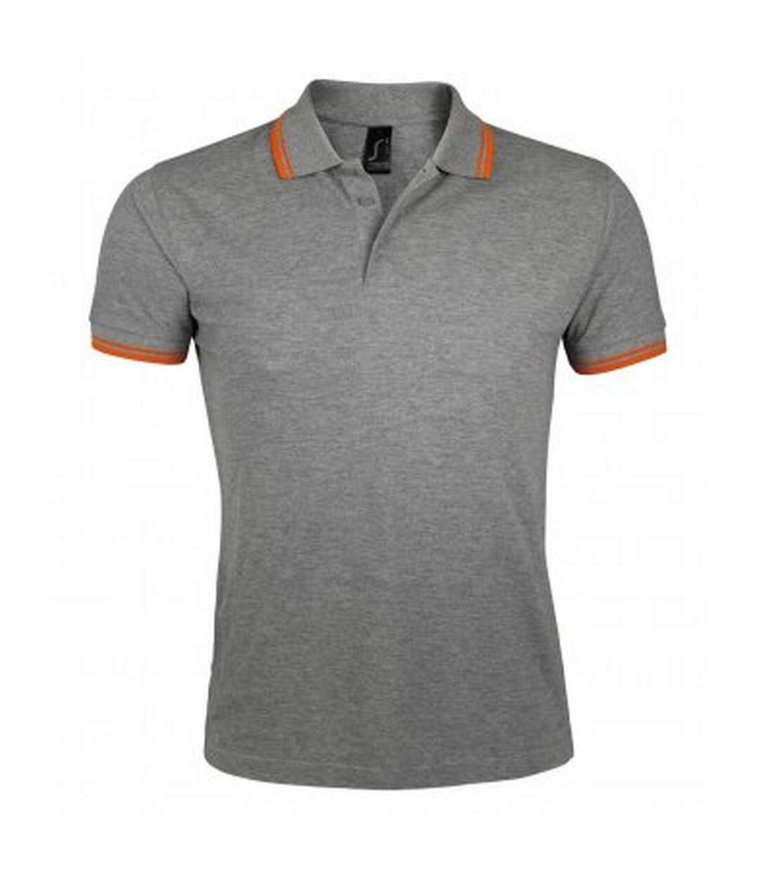 Polo Manches Courtes Pasadena Homme Gris Chiné Orange SOLS-1
