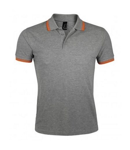 Polo Manches Courtes Pasadena Homme Gris Chiné Orange SOLS