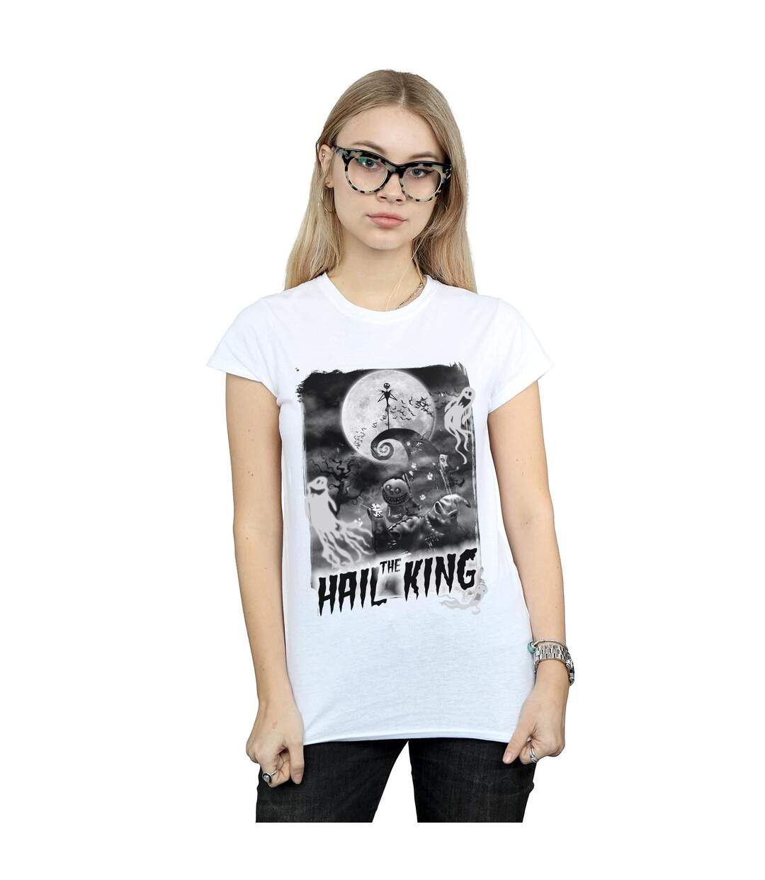 Disney T-shirt en coton Womens/Ladies Nightmare Before Christmas Hail The King (Blanc) - UTBI35655-2