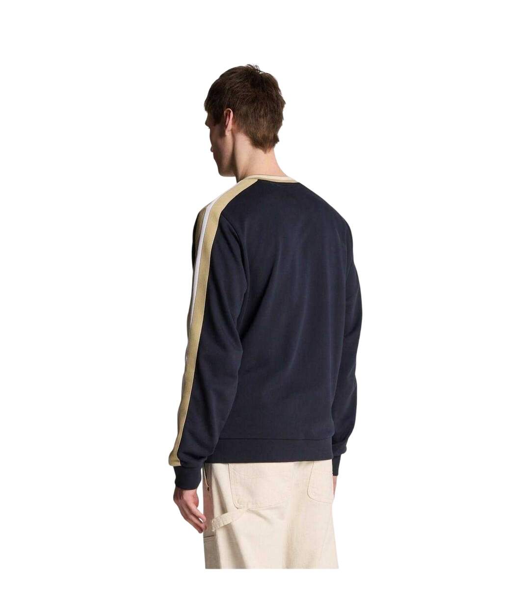 Sweat Décontracté Motif/style Bandes Contrastés Sur Manches Homme Bleu Marine Foncé Lyle & Scott-3