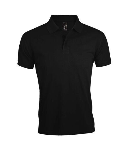 SOLs Mens Prime Pique Plain Short Sleeve Polo Shirt (Black)