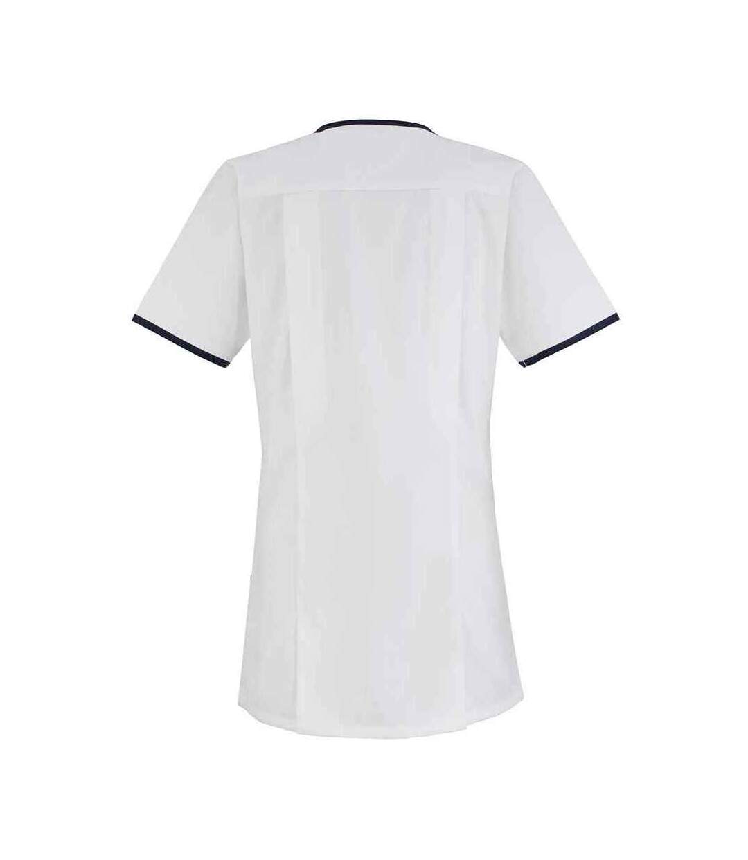 Tunique médicale daisy femme blanc / bleu marine Premier-2