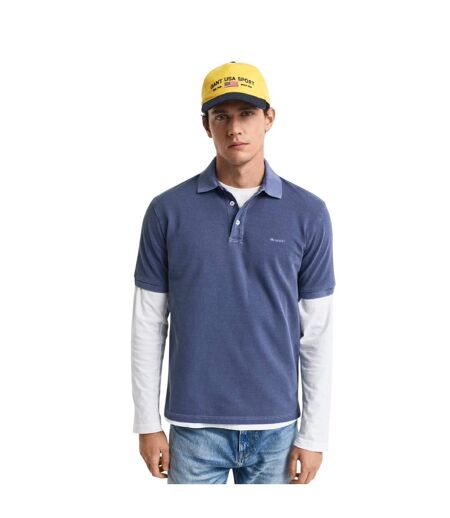 Mens Pique Sun Faded Polo Shirt Navy Gant