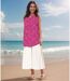 Tunique estivale fleurie sans manches - Col rond rose pour femme - Style décontracté-4