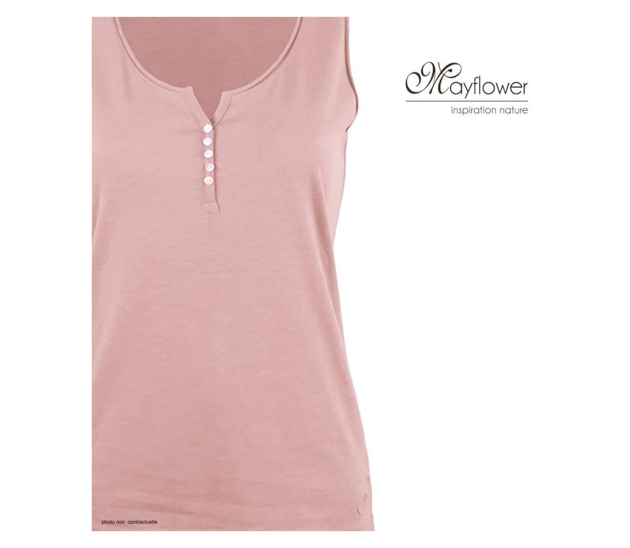 MAYFLOWER M2101A — Débardeur rose femme coton flammé : la douceur d'un style estival raffiné-4