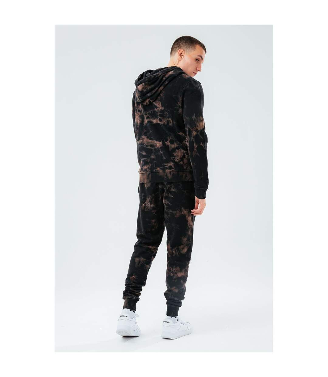 Hype Mens Acid Wash Hoodie (Black/Brown)