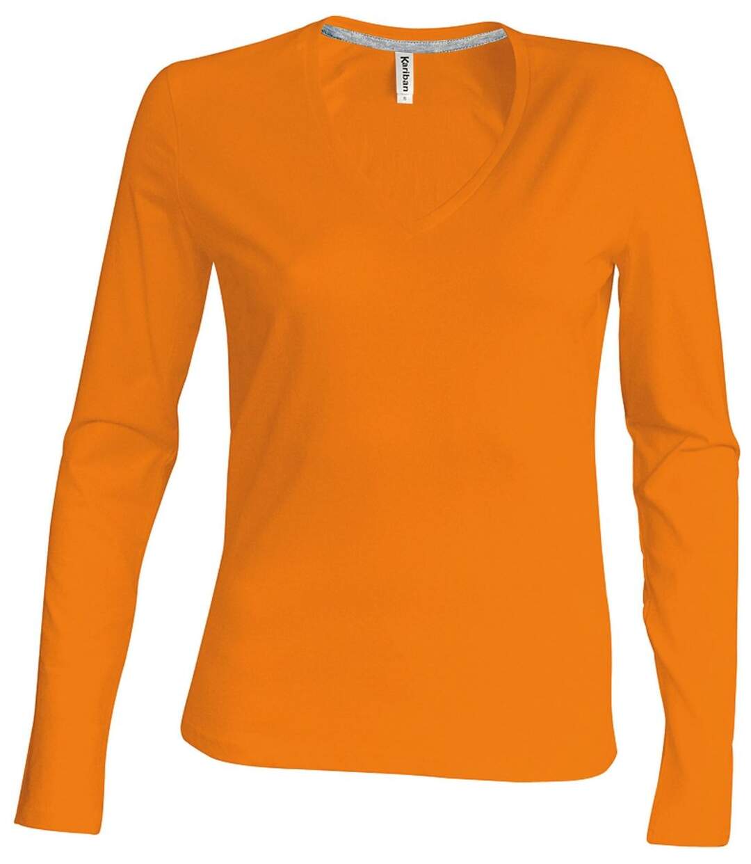 T-shirt manches longues col V - K382 - orange - femme-1