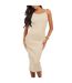Robe Mi-longue Bretelles Fines Femme Beige Gris Brave Soul-2