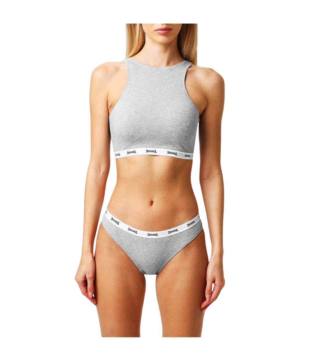 Brassière De Sport Femme Gris Chiné Lonsdale-2